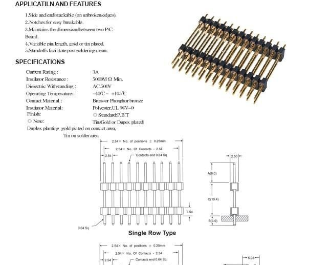 供应2.0mm双塑体排针/2.0双排针