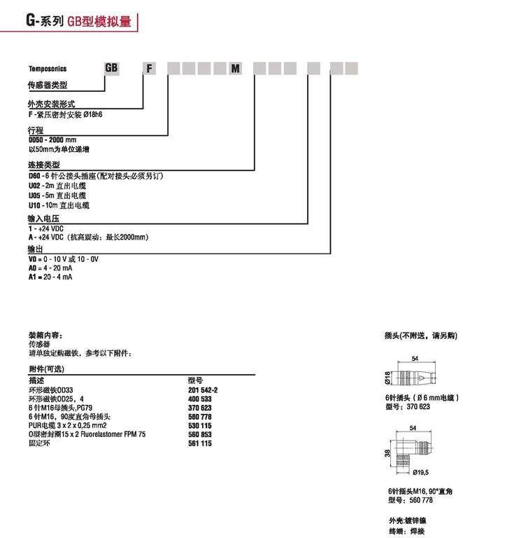 mts,mts位移传感器,gb系列模拟 ,非接触传感器,磁致伸缩传感器