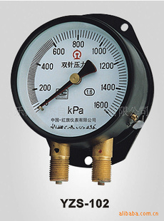 YZS-102双针双管压力表（带灯）、YZS102双针压力表