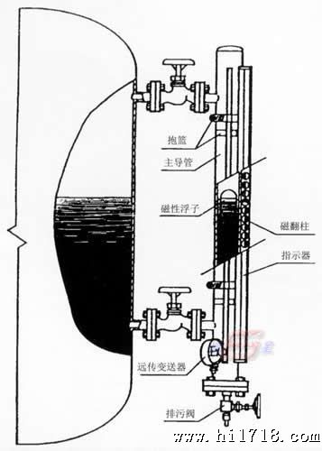 供应顶装式磁性浮球液位计