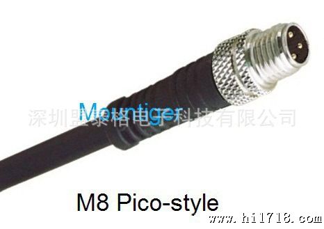 M8公插头Pico型3芯接近开关水母连接器盟泰格Mountiger黑色