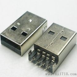 USB接口 A公头 沉板180度直脚正向/反向胶芯