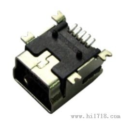 MINI USB接口 5P B型全贴片式 厚度分0.3/0.4带麦拉 编带带耐高温胶