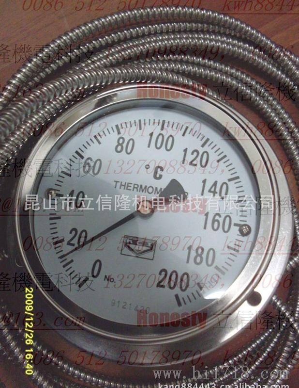 供应台湾KCI不锈钢单针压力式温度表兵田温度计0-200°C