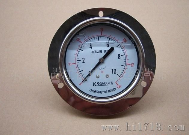 供应100MM轴向抗震油压表,KK牌不锈钢压力表