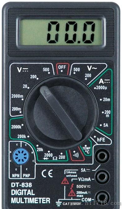 数字万用表型 DT838 有温度 有短路功能测试（DT-838)