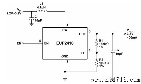 500KHz升压转换器EUP2410  1.5A升压转换器EUP2410