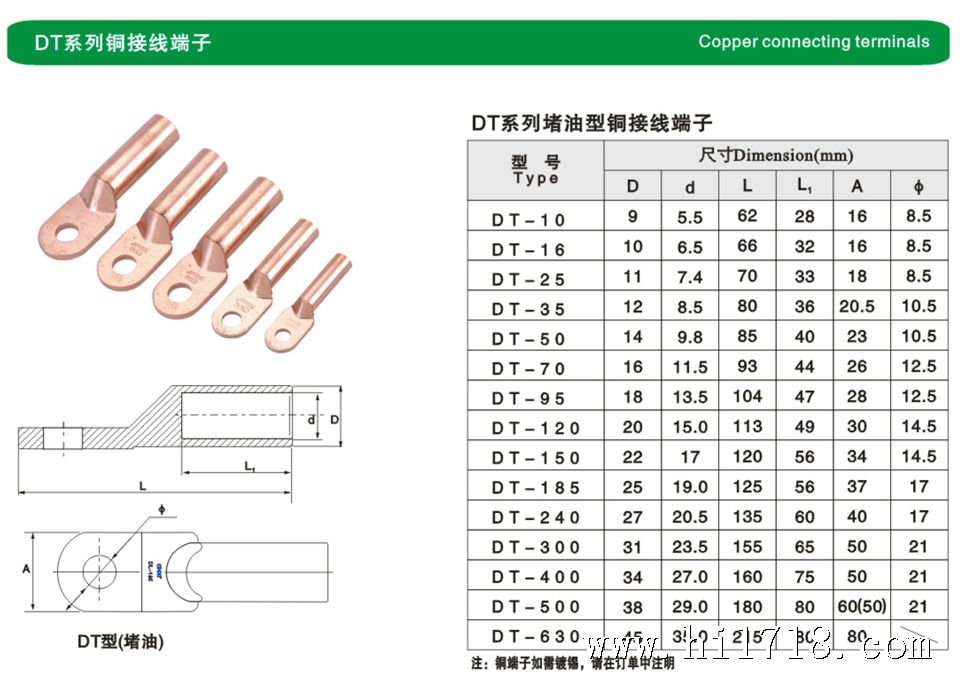 ot10-1000a开口铜鼻子