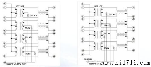 网卡插座百兆rj45带屏蔽变压器滤波器100m 带led灯内置线圈