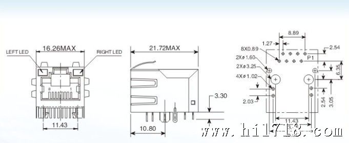 带滤波器变压器rj45插座10/100m 100m/1000m百兆千兆网络连接器