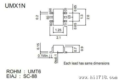 供应优质贴片三管UMX1N UMT6 ROHM品牌