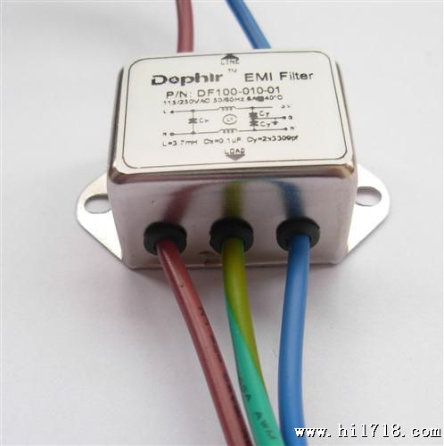 供应带线单相电源滤波器，DF201系列滤波器，PVC接线方式
