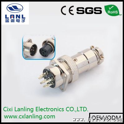 航空插头/圆形连接器LANL-GX16方 锌合金镀镍