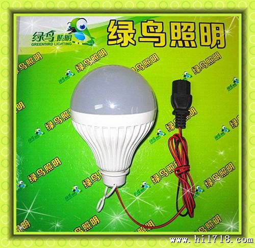 绿鸟LED48V塑料圆球泡  电瓶车灯泡 品插线大功率