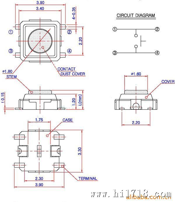 供应3x3贴片轻触开关1188