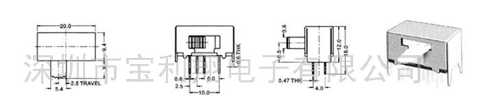 供应滑动开关SK-23E07(尺寸图)(图)