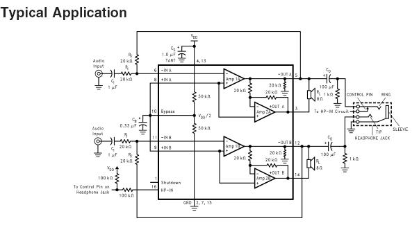 音频功率放大器HWD2163/LM4863/LM4866