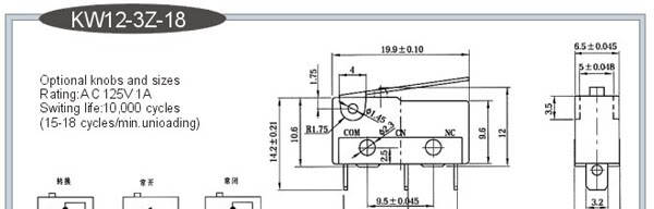 供应KW12-3Z-18微动开关