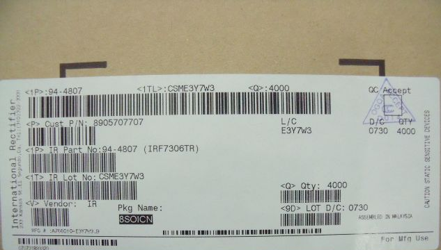 供应IR场效应  IRF7306TR(MOS管)