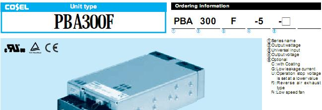 供应科索COSEL电源模块、PBA300F-24开关电源全系列