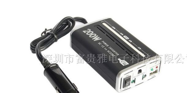 厂家供应车载逆变器200W 带电量显示+USB接口