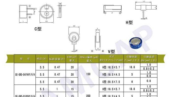 5.5V1F 纽扣型法拉电容，超级电容器