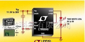 LTM8040 - 36V、1A μModule LED 驱动器和电流源