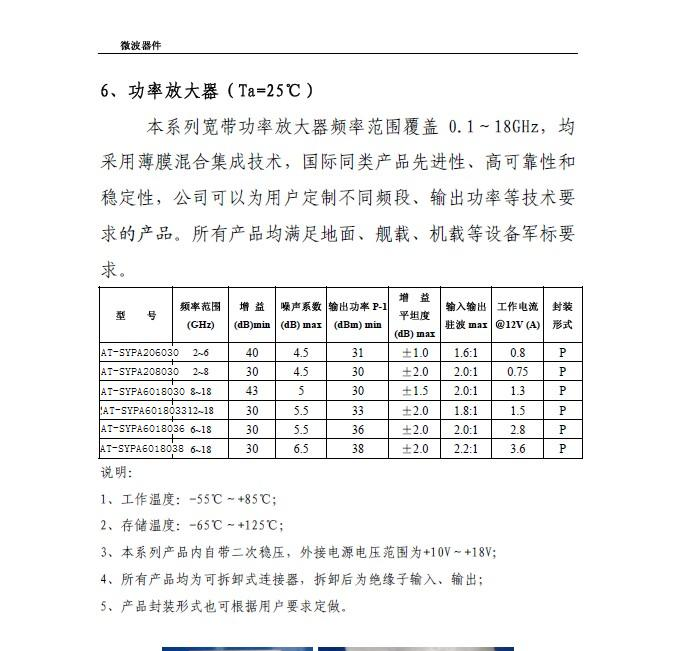 供应功率放大器2-18GHz