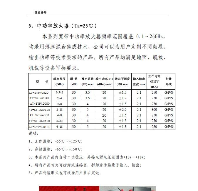 供应中功率放大器0.5-18GHz