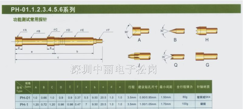 供应测试探针,弹簧探针,弹簧连线,顶针