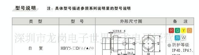 浙江红波HBY5-10带灯按钮开关
