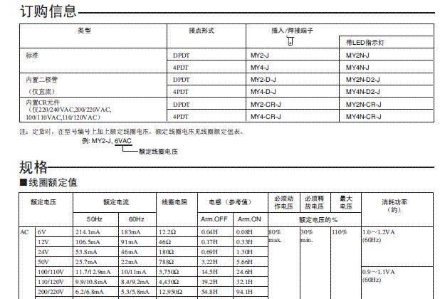 升级版小型功率继电器　MY2NJ-DC12 24V