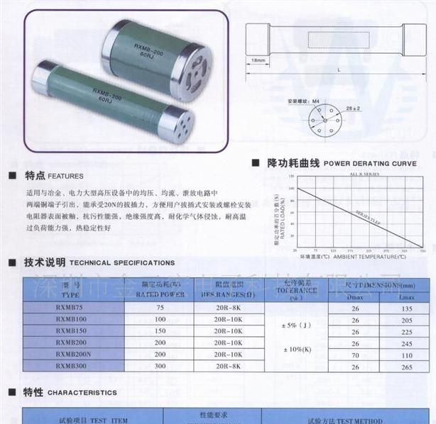 RXMB型无引线被釉大功率线绕电阻器