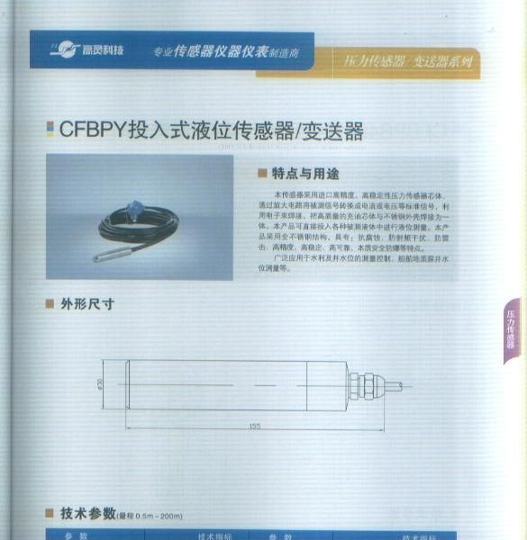 CFBPY投入式液位传感器/变送器