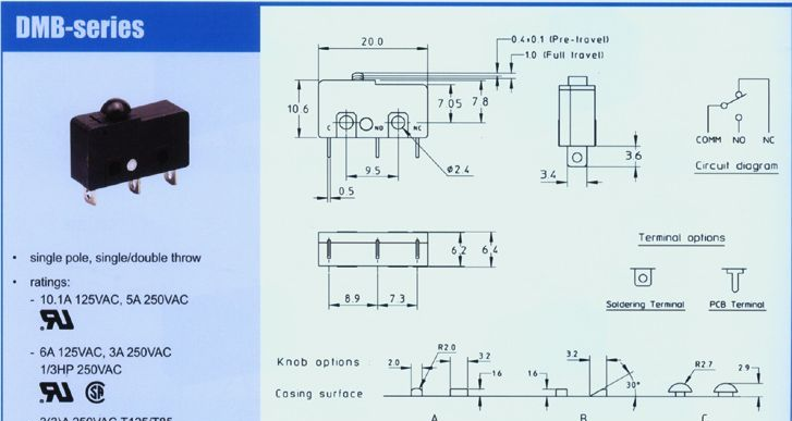 供应德丰小型微动开关DMB