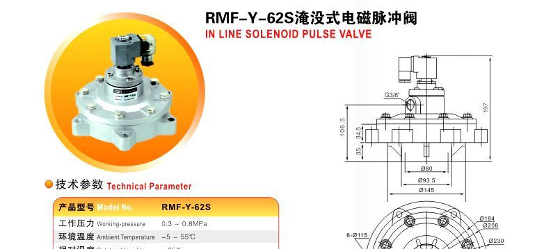 淹没式电磁脉冲阀,RMF-Y-62S