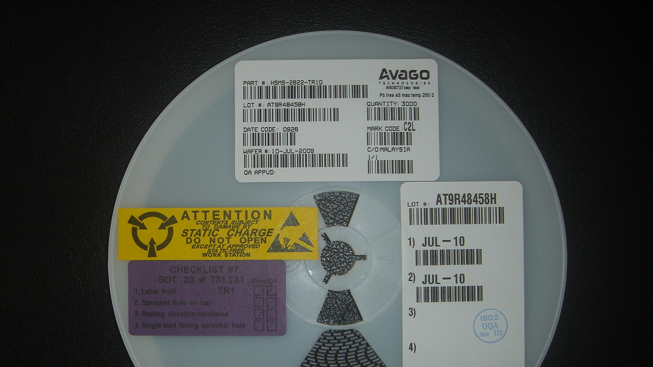 供应微波射频二极管：HSMS-2822-TR1G