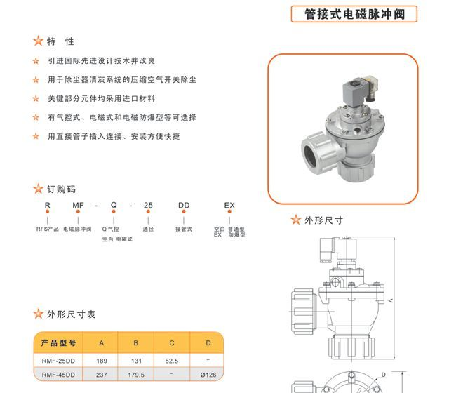 供应气动元件脉冲阀