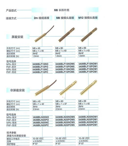 电感接近开关 IA08BLF15NoM5
