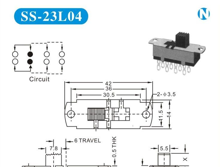 SS-23L04   电源开关  滑动开关