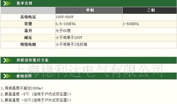 供应上海 稳利达 干式变压器