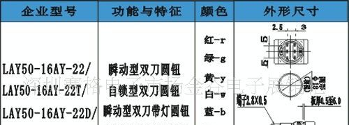 单刀距形带灯按钮LAY50-16AJ-11D