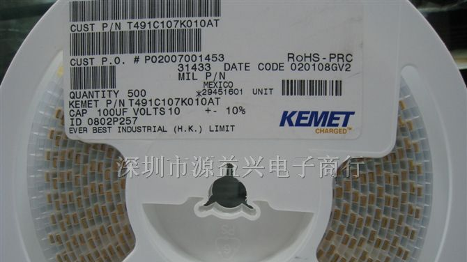 供应基美钽电容T491C107K010AT