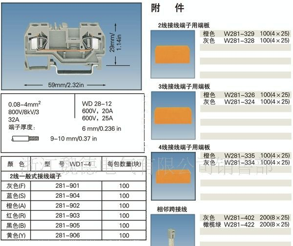 笼式弹簧接线端子正面接线