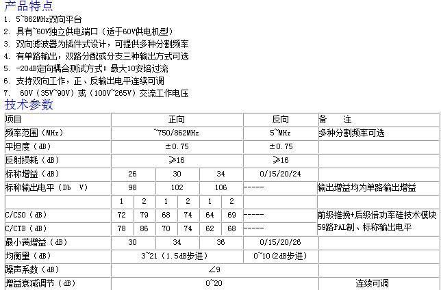 供应有线数字电视信号放大器