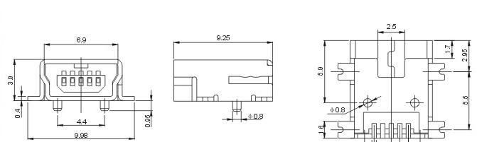 供应mini 5P公座USB接口