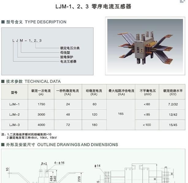 供应LJM-1、2、3 零序互感器