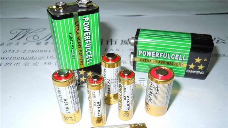厂家供应12V/23A/27A/6V（4LR44）/9V（6F22）柱式电池
