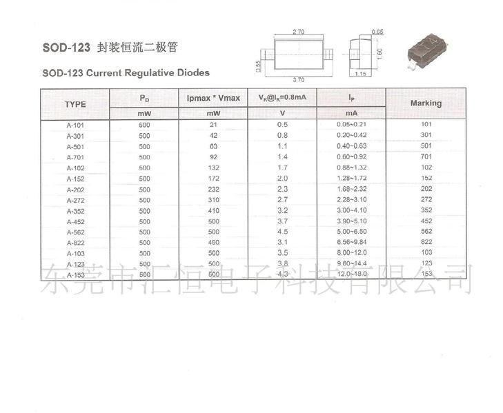 供应SOT-123封装恒流二极管