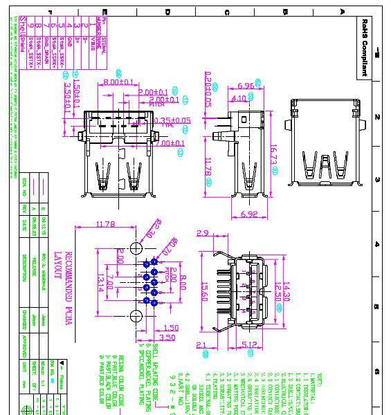供应USB3.0 AF DIP连接器插座